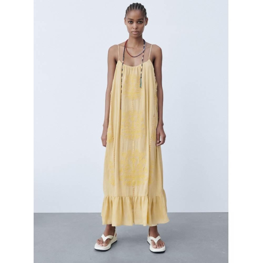 ZARA LONG EMBROIDERED DRESS
